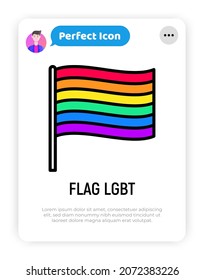 Rainbow Flag LGBT Dünnliniensymbol. Moderne Vektorgrafik.
