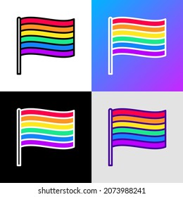 Bandera arcoiris icono de línea delgada LGBT. Ilustración vectorial moderna.