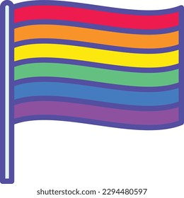 Rainbow Flag LGBT Dünnliniensymbol. Moderne Vektorgrafik.