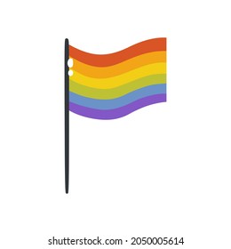 The rainbow flag is an LGBTQ symbol. Vector illustration of a rainbow flag isolated on a white background. A simple flat flag icon. Happy pride month.