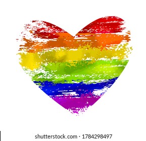 Rainbow flag movement lgbt, flat icon. Symbol of sexual minorities, gays and lesbians. T-shirt print. Mixed media. Vector illustration