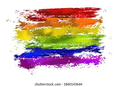Movimiento de bandera arcoiris lgbt, icono plano. Símbolo de minorías sexuales, gays y lesbianas. Impresión de camisetas. Medios mixtos. Ilustración del vector