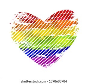 Rainbow flag movement lgbt, flat icon. Symbol of sexual minorities, gays and lesbians. T-shirt print. Mixed media. Vector illustration