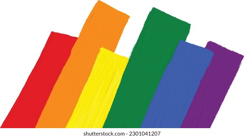 Rainbow flag oil paint brush  style watercolor background.LGBT  Pride month watercolor texture concept. Vector illustration