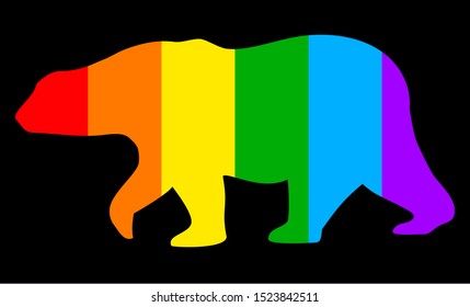 The rainbow flag on the image of the polar bear symbolizes the symbolism of a group of people of various sexes. LGBT