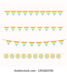 Rainbow flag party icon vector set. LGBT