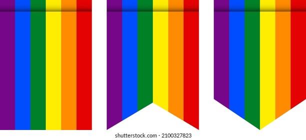 Rainbow flag or pennant isolated on white background. Pennant lgbt flag icon.