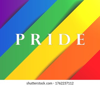 Bandera arcoiris. Orgullo Celebrando el símbolo de la cultura LGBT. Bandera LGBT con sombra. Ilustración vectorial. EPS10