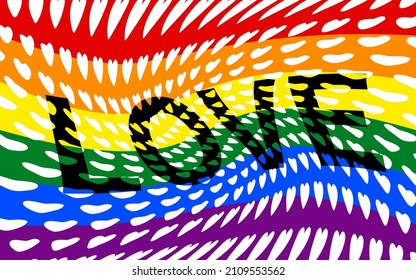 Rainbow flag prides, say love heart elements. LGBT Flag international symbol of lesbian gay. Concept design, Pop art style, LGBT pride month energetic love Valentines love Vector illustration series 