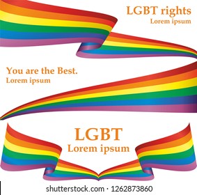 Rainbow flag, representing LGBT pride. (lesbian, gay, bisexual, and transgender). LGBT movement. Template for design. Bright, colorful vector illustration.