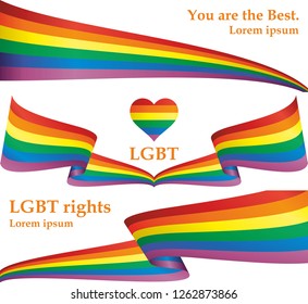 Rainbow flag, representing LGBT pride. (lesbian, gay, bisexual, and transgender). LGBT movement. Template for design. Bright, colorful vector illustration.