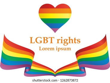 Rainbow flag, representing LGBT pride. (lesbian, gay, bisexual, and transgender). LGBT movement. Template for design. Bright, colorful vector illustration.