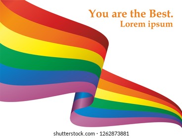 Rainbow flag, representing LGBT pride. (lesbian, gay, bisexual, and transgender). LGBT movement. Template for design. Bright, colorful vector illustration.