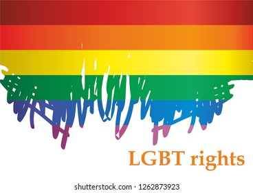 Rainbow flag, representing LGBT pride. (lesbian, gay, bisexual, and transgender). LGBT movement. Template for design. Bright, colorful vector illustration.