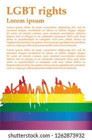 Rainbow flag, representing LGBT pride. (lesbian, gay, bisexual, and transgender). LGBT movement. Template for design. Bright, colorful vector illustration.