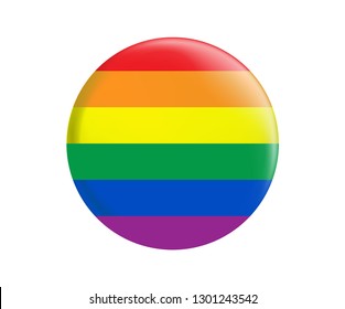 Rainbow flag round icon. LGBT pride flag button. Vector illustration