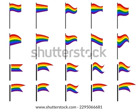 Rainbow flag set isolated on white background. LGBT Pride month flag collection. Sexual minorities. Design for banner and poster. Vector illustration