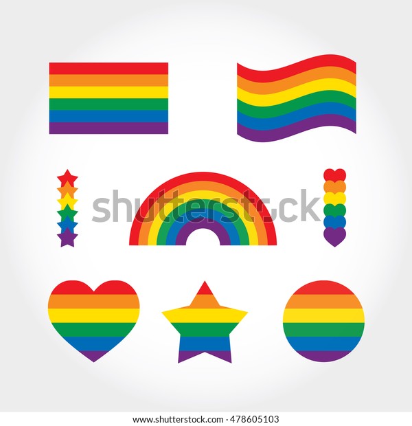 Rainbow Flag Set Lgbt Gay Lesbian Stock Vector (Royalty Free) 478605103