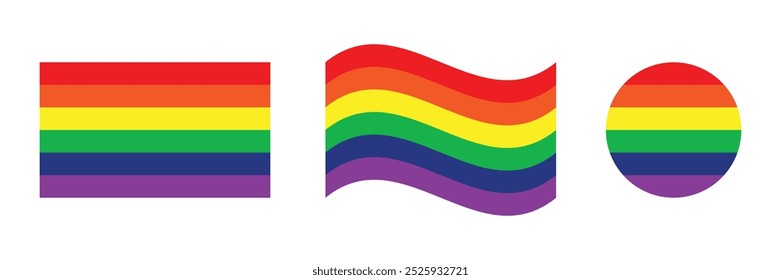 rainbow flag set pride month flags. Rainbow flag  symbol. LGBT community symbol in rainbow colors. Happy pride background illustration design.