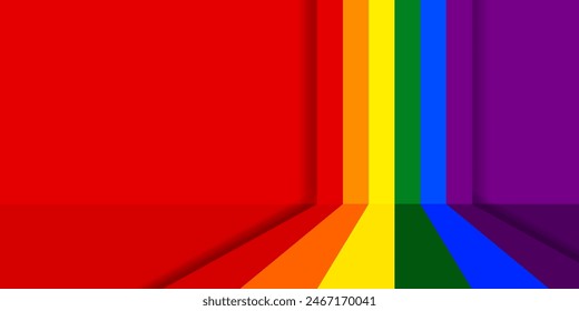 Regenbogen-Flagge Schatten. Feiern Sie LGBT Pride Month mit bunten Regenbogen Pride Hintergrund für Banner, Grußkarte, Poster, Web Banner, Social Media