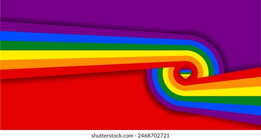 Rainbow Flag Shadow. Celebrate lgbt pride month with colorful rainbow pride background for banner, greeting card, poster, web banner, social media	