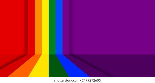 Rainbow Flag Shadow. Celebrate lgbt pride month with colorful rainbow pride background for banner, greeting card, poster, web banner, social media