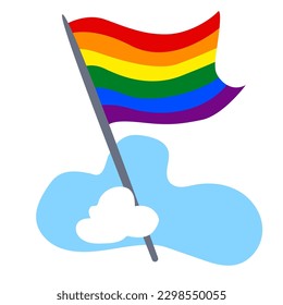 Rainbow flag in the sky. Pride month celebration.