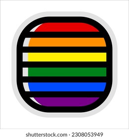 Rainbow Flag Sticker, Vector Illustration
