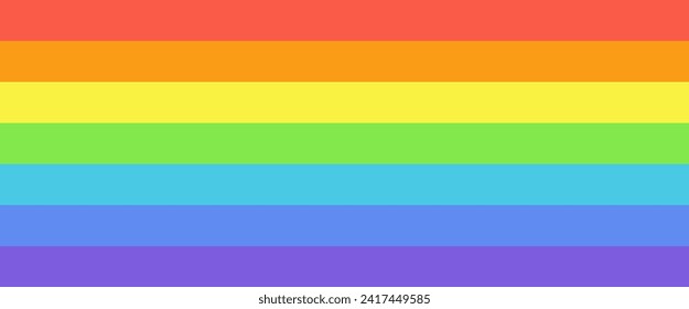 Rainbow flag vector rectangle symbol. Colorful wide panoramic vector flag.