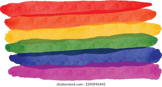 Rainbow  flag watercolor background.LGBT  Pride month texture concept. vector