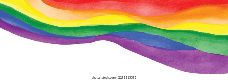 Rainbow  flag watercolor background.LGBT  Pride month texture concept. vector