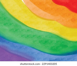 Rainbow  flag watercolor background.LGBT  Pride month texture concept. vector