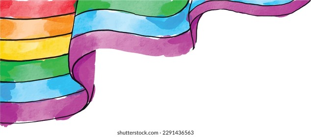 Rainbow  flag watercolor background.LGBT  Pride month texture concept. vector