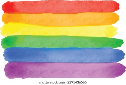 Rainbow  flag watercolor background.LGBT  Pride month texture concept. vector