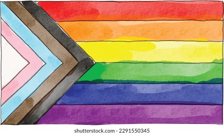 Rainbow  flag watercolor background.LGBT  Pride month texture concept. vector