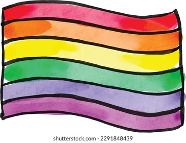 Rainbow  flag watercolor background.LGBT  Pride month texture concept. vector