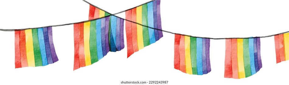 Rainbow  flag watercolor background.LGBT  Pride month texture concept. vector