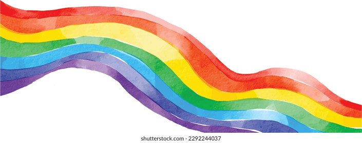 Rainbow  flag watercolor background.LGBT  Pride month texture concept. vector