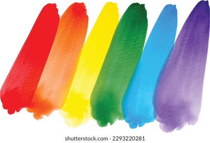 Rainbow  flag watercolor background.LGBT  Pride month texture concept. vector