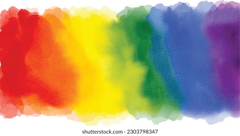 Rainbow  flag watercolor brush background.LGBT  Pride month texture concept. Vector illustration