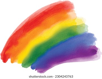 Rainbow  flag watercolor brush background.LGBT  Pride month texture concept. Vector illustration