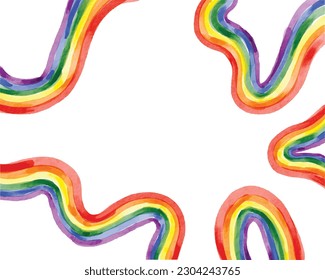 Rainbow  flag watercolor brush background.LGBT  Pride month texture concept. Vector illustration