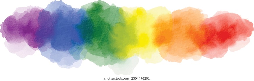 Rainbow  flag watercolor brush background.LGBT  Pride month texture concept. Vector illustration