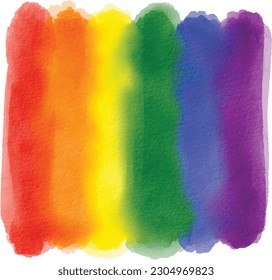 Rainbow  flag watercolor brush background.LGBT  Pride month texture concept. Vector illustration