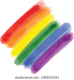 Rainbow  flag watercolor brush background.LGBT  Pride month texture concept. Vector illustration