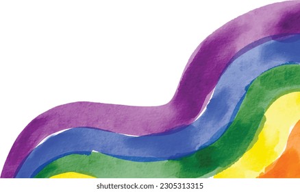 Rainbow  flag watercolor brush background.LGBT  Pride month texture concept. Vector illustration