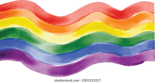 Rainbow  flag watercolor brush background.LGBT  Pride month texture concept. Vector illustration