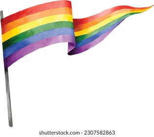 Rainbow  flag watercolor brush background.LGBT  Pride month texture concept. Vector illustration