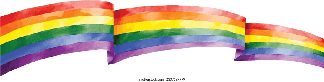 Rainbow  flag watercolor brush background.LGBT  Pride month texture concept. Vector illustration