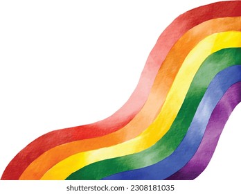 Rainbow  flag watercolor brush background.LGBT  Pride month texture concept. Vector illustration